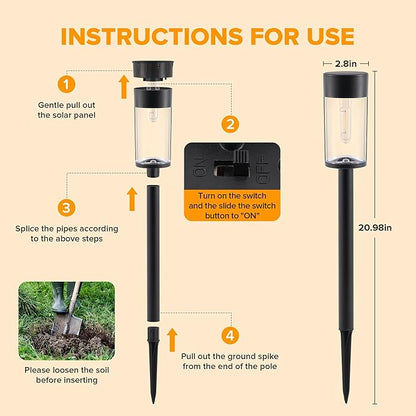 UME 12 Pack Solar Pathway Lights Outdoor, 3000K LED Landscape Lighting for Yard, Lawn, Walkway, Driveway, Patio Decor