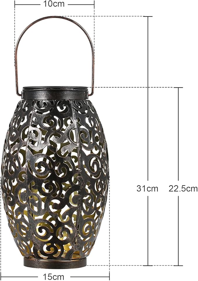 Tomshine Solar Lantern, LED Solar Outdoor Lanterns, Solar Lights Outdoor Hanging Metal Solar Powered Lantern Waterproof Decorations for Patio, Pathway, Outside, Garden Decor, Yard, Walkway