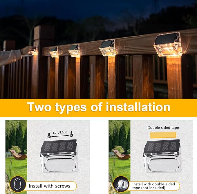 Solar Outdoor Lights, 12 Pack Solar Fence Lights, Deck Lights Waterproof Solar Powered Outside Lighting for Step | Lumora