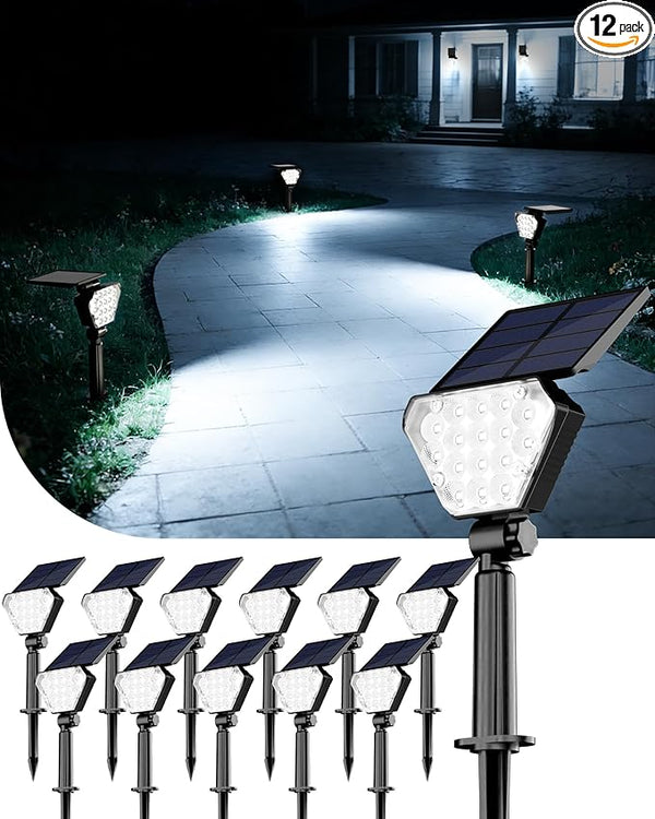 T-SUN Solar Lights Outdoor Waterproof IP65, 12 Pack LED Solar Spot Lights Color Changing IP65 Waterproof Smart Auto | Lumora