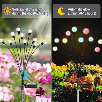Lemical Solar Lights Outdoor Waterproof 2 Pack Firefly Solar Pathway Light for Yard Patio Garden Decor 10 LED Landscape Light with 8 Modes for Outdoor Decor (Muticolor)