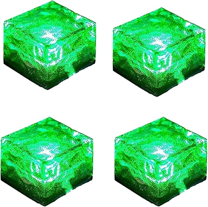 Solar Ice Cube Lights - Solar Brick Light LED Landscape Light Crystal Brick Light Outdoor Path Lights Waterproof for Outdoor Garden Patio Yard Lawn Pool Decoration (Green, 4pcs)