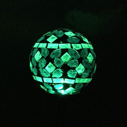 Solar Blue White Glass Ball Light, Garden Decor Landscape Globe Stake Multi-Color Color Change Yard LED Lamp Light 3.5 inch