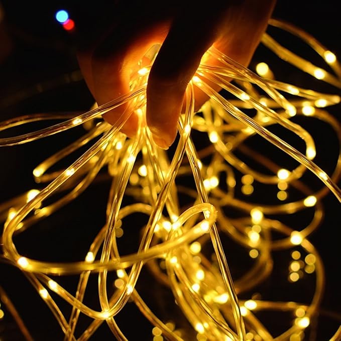 Solar Rope Lights, 23ft 50LED Waterproof Copper Tube Wire String Lights for Garden,Yard, Path, Fence, Stairs, Backyard, Patio Decorative (Warm White)