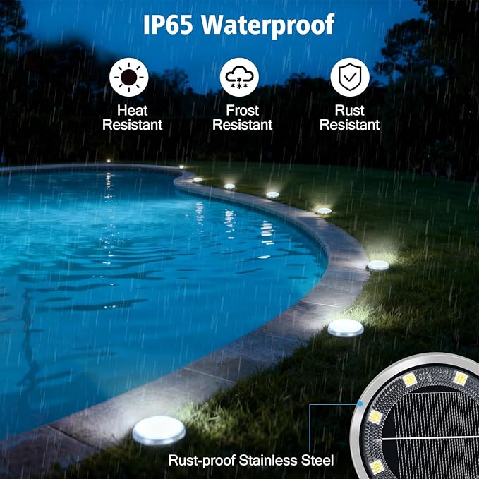 ZAIYW 6 Pack Solar Ground Lights Outdoor Waterproof Garden Lights Solar Powered Disc Landscape Lighting for Pathway | Lumora