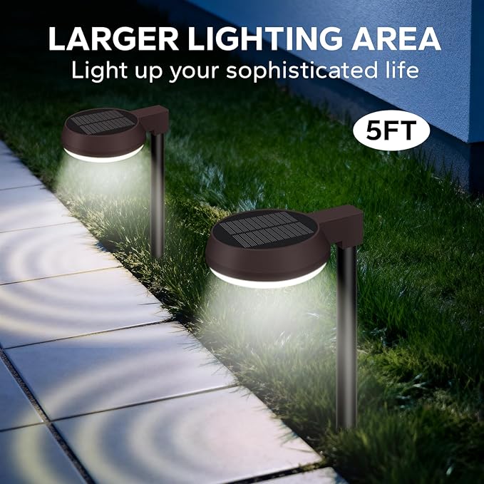 Tall Solar Path Lights, Accurate Dark/Light Sensor Pathway Lights Solar Powered,Quick Charge Solar Walkway Lights Outdoor for Landscape Lighting