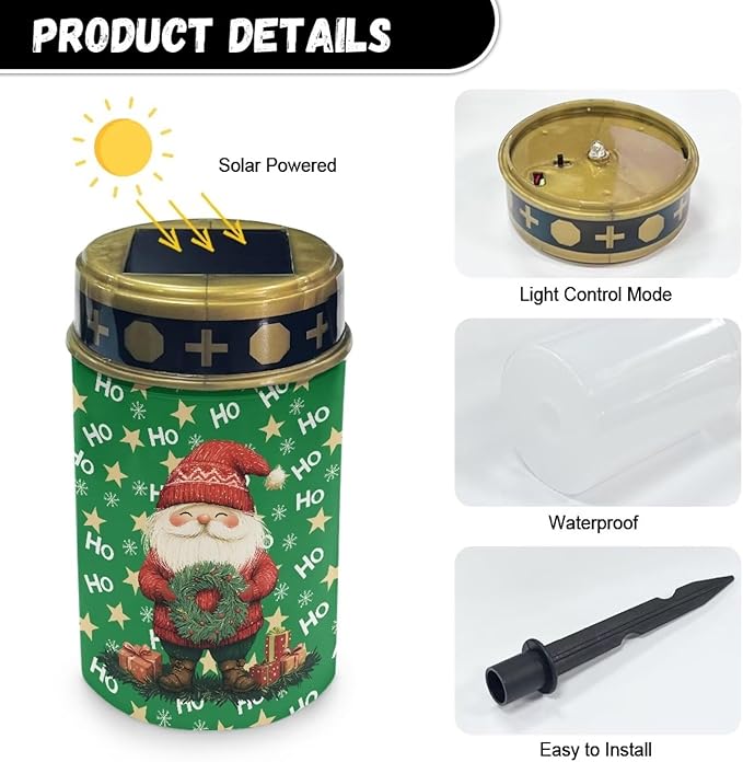 Santa Claus Solar Garden Stake Lights Outdoor Waterproof Landscape Lights Flameless Home Decorative Lights LED Lantern Christmas Party Decor