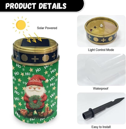Santa Claus Solar Garden Stake Lights Outdoor Waterproof Landscape Lights Flameless Home Decorative Lights LED Lantern Christmas Party Decor