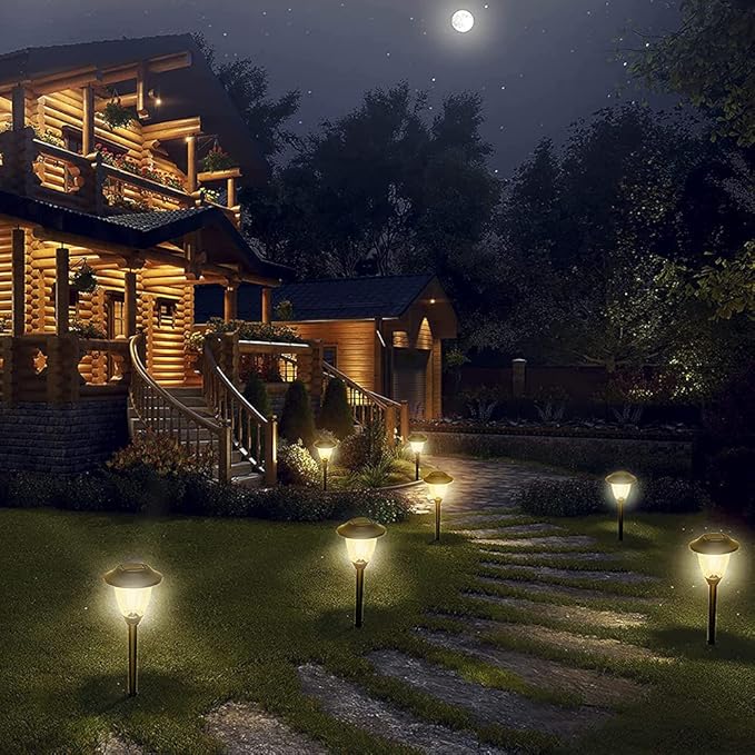 Morvat Solar Lights Outdoor Decorative Outdoor Lighting, Super Bright, Solar Landscape Lights for Pathway, Driveway, Yard- Weather/Water Resistant, Easy to Install, Warm Light, 8 Pack