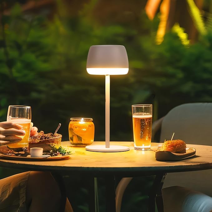 Table Lamp,Shower Table Lamps,Rechargeable Cordless Desk Light with 2200mAh Battery Operated,Indoor/Outdoor Waterproof Portable Lights,Wireless,for Patio Restaurant Home Dinner Cafe Bathroom