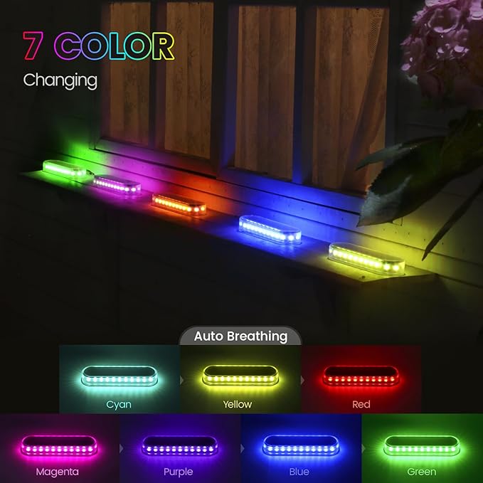 Honalia Solar Dock Driveway Lights Outdoor, RGB Color Changing Solar Powered Waterproof, Driveway Markers Concrete | Lumora