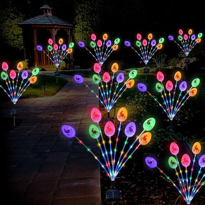 Lmtocs Solar Easter Decorations Outdoor Stake Lights, 2 Packs 16LED Solar Egg Lights for Easter Decor, Waterproof Outdoor Decor for Spring Garden Yard Pathway Lawn