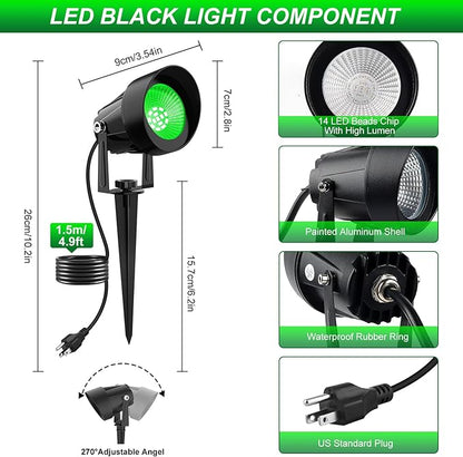 St. Patrick's Day Green Landscape Spotlights, 14 LED Landscape Lighting with US Plug, IP65 Waterproof Outdoor for Tree Yard Garden Pathway Halloween Christmas Decor, 4 Pack