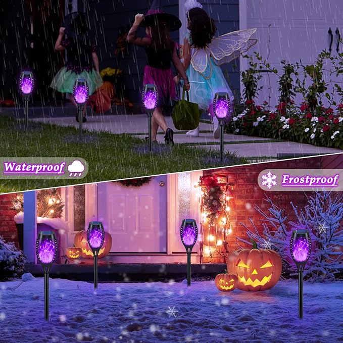 KYEKIO 8Pack Solar Lights Outdoor Waterproof, Solar Torch Lights with Flickering Flame for Outdoor Decorations, Landscape Pathway Lights for Yard Garden Pathway