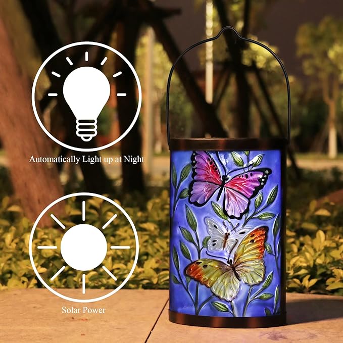 Hanging Solar Lantern Outdoor Waterproof LED Butterfly Solar Lights Decorative Solar Garden Lanterns Tabletop Lamp | Lumora