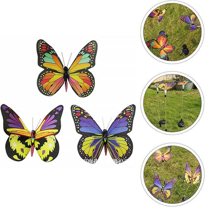 VICASKY 3pcs Solar Fiber Optic Color Changing Butterfly Garden Pathway Lights Outdoor Waterproof LED Lawn Solar Lamps for Yard and Patio Decor