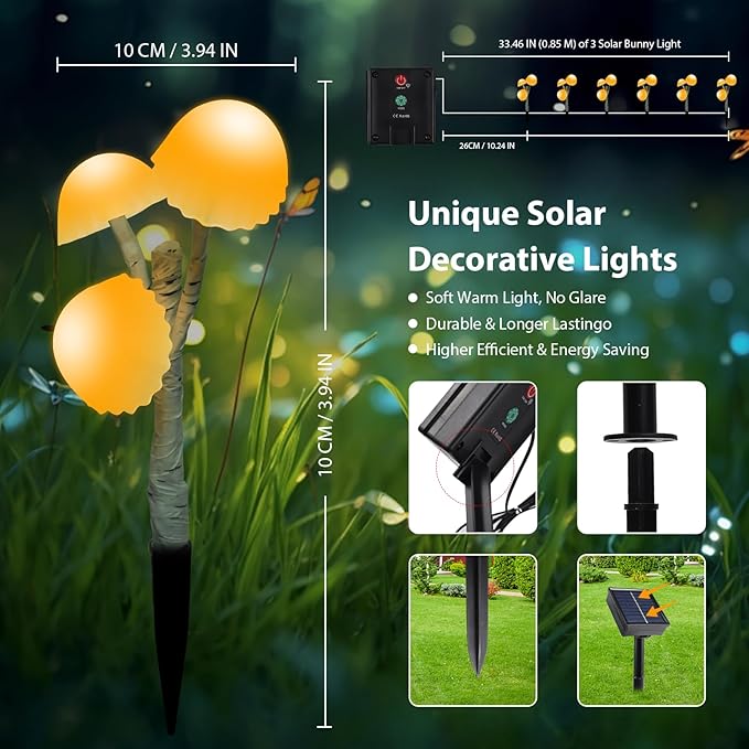 6PACKS Brightness Cute Mushrooms for Garden Decor - 18LED Solar Mushroom Path Lights Outdoor Waterproof,Longevity 8 Lighting Modes,Housewarming Gifts for Home/Yard/Fence/Birthday Party Decor