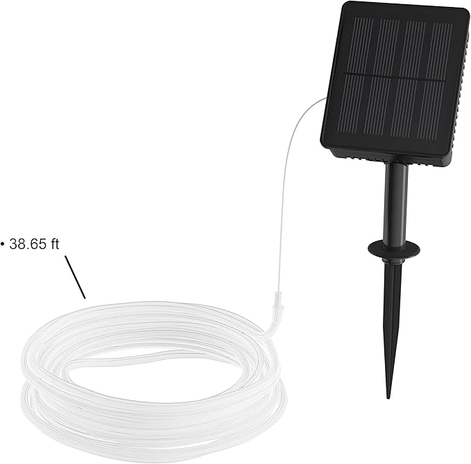 Outdoor Solar Rope Lights - Solar Powered Cable String 100 LED Lights with 8 Modes for Patio, Backyard, Garden, and Events by Pure Garden (Warm White)
