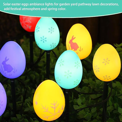 20 Packs Easter Eggs Decor String Lights, 8 Modes Colorful Easter Solar Light Outdoor, Waterproof Stake Egg Pathway Light for Garden Patio Lawn Yard