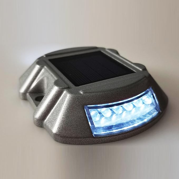 Revolutionary Solar Deck Lights,Silver Aluminium Alloy, High Brightness LED, Waterproof, Ideal for Outdoor Deck, Pathway, Walkway,Stair (Bright Light)