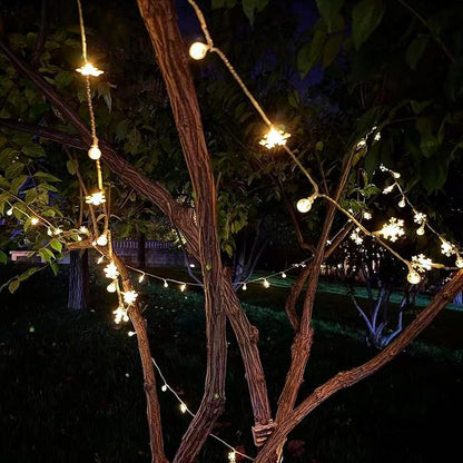 Festival Lights, Battery Powered Fairy Lights 33ft 80LED, Outdoor Waterproof String Lights with Remote, 8 Modes for Indoor, Garden, Patio, Camping, Xmas Decor (Snowflake+Crystal Ball F)