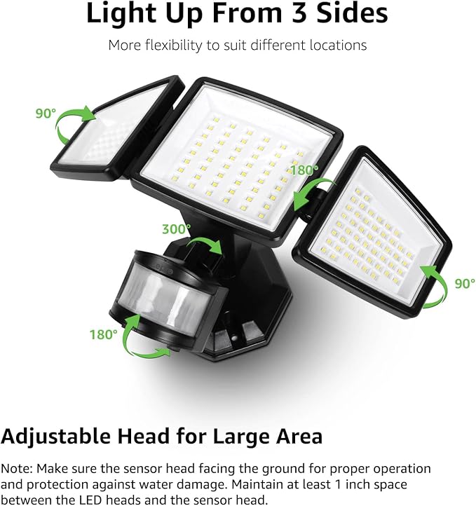 LE Bundle - Black LED Security Light 3 Adjustable Heads & 25 ft Solar String Lights G40 Edison Bulbs String Lights