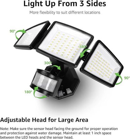 LE Bundle - Black LED Security Light 3 Adjustable Heads & 25 ft Solar String Lights G40 Edison Bulbs String Lights