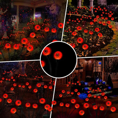 Outdoor Halloween Decorations Solar Spooky Lights-12LED Scary Eyeballs Swaying Firefly Light with Magic Party Garden Decor,Solar Halloween Path Lights for Grave Cemetery,Ghost Decor 2PACK Orange