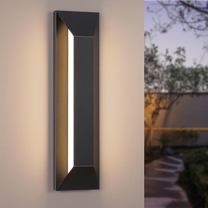 LamQee 23 Inch Modern Outdoor Wall Light Exterior Lighting Fixtures, Black Outdoor Light Fixture Wall Mount for House, LED Outdoor Wall Sconce Lighting Outside Lights for Porch Patio Front Door Garage