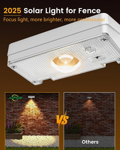 Solar Fence Lights Outdoor, 12 Pack, 50LM Ultra Bright, 10 Colors & 12 Lighting Modes Solar Deck Lights, IP65 Waterproof, Dusk-to-Dawn Solar Powered Fence Light for Patio, Railing (White)