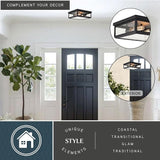 VAXCEL Kinzie Black Outdoor Square Flush Mount Ceiling Light with Clear Glass | Lumora