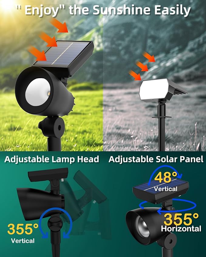Solar Lights Outdoor, Solar Spot Lights Outdoor, 6 Pack IP44 Waterproof Solar Spotlights, Auto On/Off Solar Powered | Lumora