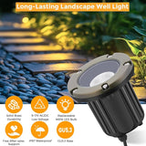 Gardencoin Brass Low Voltage Landscape Well Lights (5" Cover, 5.5" Tall), 12V LED Wired In-Ground Outdoor Up | Lumora