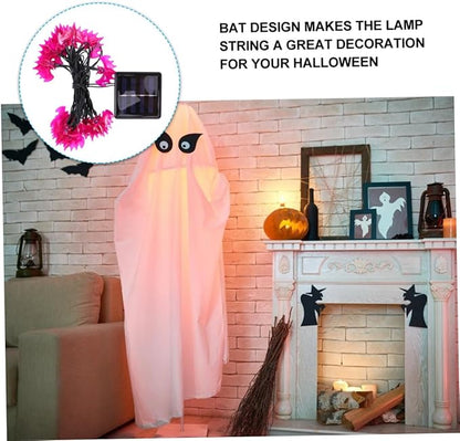 TOYANDONA Solar String Lights Purple Bat Decorative Lamp Strings 5m 20 LED Warm Waterproof Outdoor Patio Lighting for Halloween Garden Yard