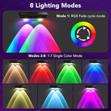 Solar Fence Lights Outdoor 2Pack, Warm White & 6 Color Change and Glass Panel, Waterproof High Brightness Solar LED | Lumora