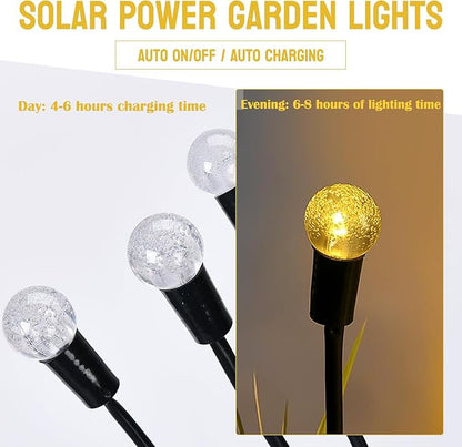 Firefly Solar Garden Lights, 10 LED Crystal Ball Sway by Wind, Outdoor Fairy Lights for Yard Patio Flower Bed Pathway Wedding Halloween Christmas Holiday Decoration (Warm, 2)
