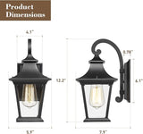 Emliviar Outdoor Wall Lights 2 Pack - Exterior Porch Lights Wall Mount in Black Finish with Clear Glass, XE219B-2PK | Lumora