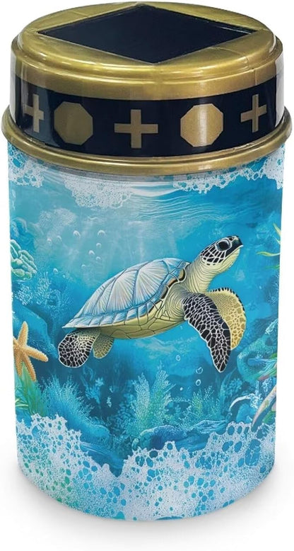 ZOUTAIRONG Blue Sea Turtle Solar Light for Cemetery Grave Outdoor Waterproof Powered Solar Pathway Lights 4 Pack Outdoor Cemetery Lights for Grave