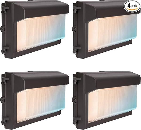 120W LED Wall Pack Light with Photocell 4Pack, 4000/5000/6500K 3CCT, 80/100/120W Selectable, Commercial Wall Pack | Lumora
