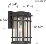 John Timberland Neri Mission Outdoor Wall Light Sconce Fixture Oil Rubbed Bronze 12 1/2" Clear Seedy Glass Decor | Lumora