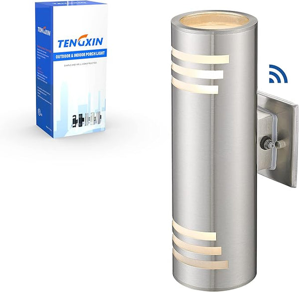 TENGXIN Dusk to Dawn Outdoor Wall Lights,Exterior Wall Light Fixture with Stainless Steel Cylinder,Sensor Lights | Lumora