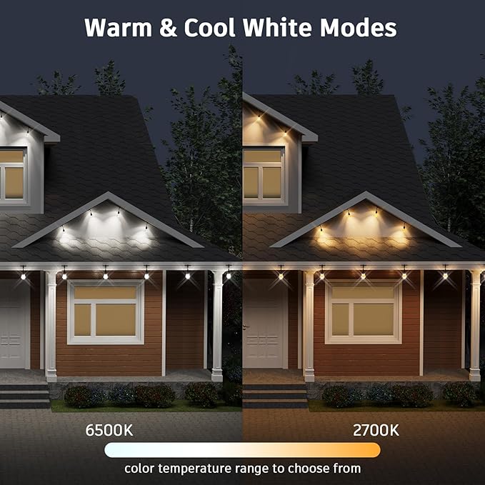 XMCOSY+ Smart Outdoor String Lights - 123ft RGBCWIC Patio Lights with 40 Color Changing Bulbs, LED String Light for | Lumora
