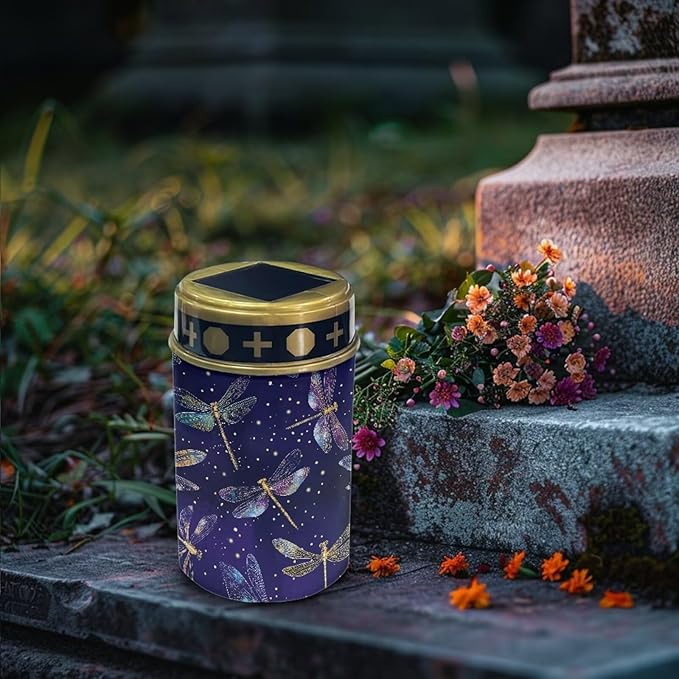 Purple Dragonfly Cemetery Solar Lights, Solar Powered Garden Stake Light, Decorative Lights for Cemetery Grave Yard Patio Outdoor Decoration Memorial