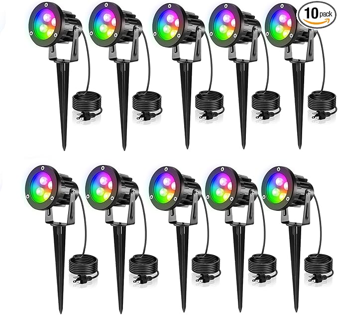 OurLeeme Landscape Lighting - 120V RGB Colored Halloween Spotlight, LED Spotlights Outdoor Waterproof Yard Stake | Lumora