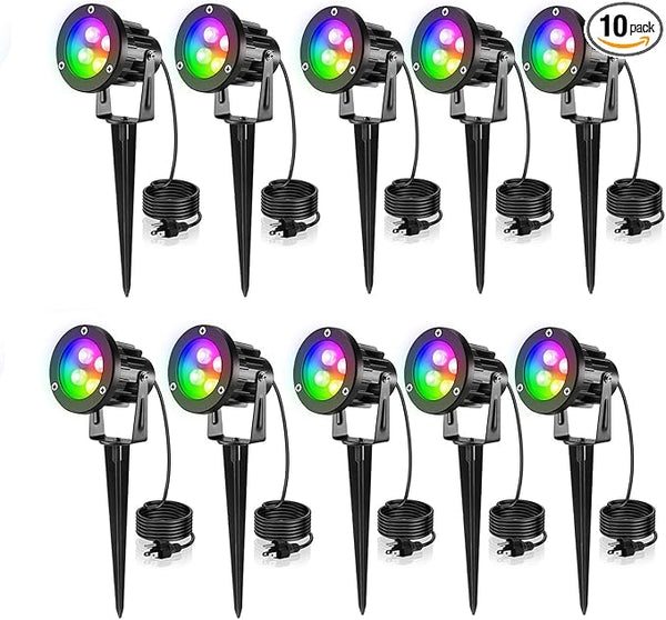 OurLeeme Landscape Lighting - 120V RGB Colored Halloween Spotlight, LED Spotlights Outdoor Waterproof Yard Stake | Lumora