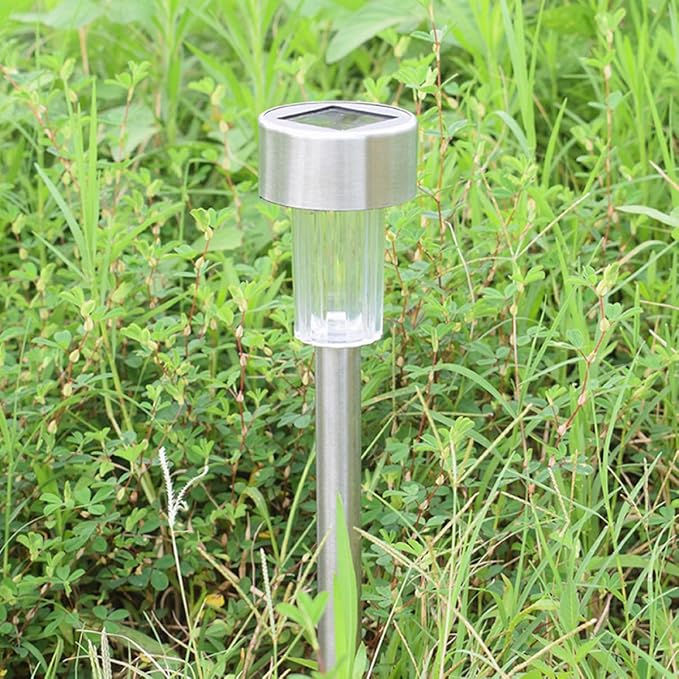 Zerodeko 8pcs Waterproof Solar Ground Plug Lights Stainless Steel LED Landscape Pathway Lamps for Outdoor Garden | Lumora