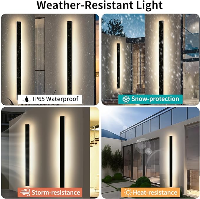 Mikeru 70.8inch Long LED Wall Light Fixtures, 3000k Exterior Wall Sconces, Acrylic Invisible Outdoor Lights for Porch Modern Exterior Wall Light Mount Lighting for House Courtyard Patio Garage