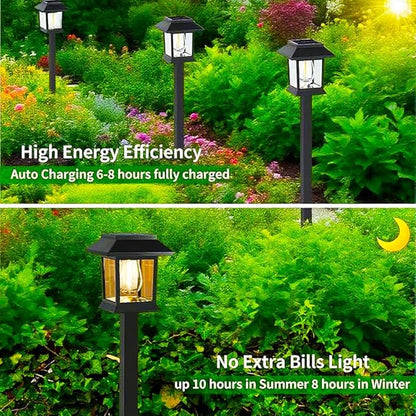 2 Pack Solar Pathway Lights Outdoor, IP65 Waterproof Upgraded LED - Auto On/Off Landscape Lighting for Driveway, Garden, Walkway, Patio & Yard Decor, Warm White