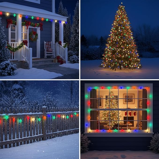 Jumbo Christmas Lights Outdoor, 16ft Multicolor Giant Bulb String Lights for Holiday Décor, Durable Waterproof LED | Lumora