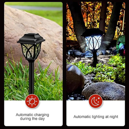 Vintage Solar Pathway Lights, LED Solar Lamp Post Light Waterproof, Decorative Ground Stake Lighting for Patio, Garden, Lawn, Backyard, Pathway, Driveway